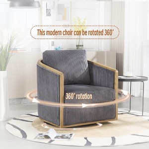 MOONMISS 360 Degree Swivel Barrel Chair,Comfy Corduroy Round Accent Sofa Chair,Leisure Arm Chair for Nursery,Hotel,Bedroom,Office - 1 of 4