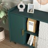 Lirago Green Modern Storage Cabinet with 2 Glass Doors and 2 Drawers Kitchen Pantry and Buffet Table for Living Room 59"Dx15.74"Wx31.5"H - 3 of 4
