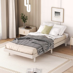 ALEXOUN Floating Wood Profile Platform Bed Frame without Headboard,with Sturdy Slats Support,No Box Spring Needed,Easy to Assemble - 1 of 4