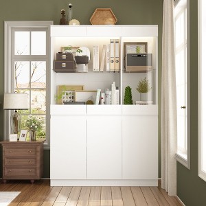Famapy Modular Kitchen Pantry Cabinet with Light & Glass Doors - 1 of 4