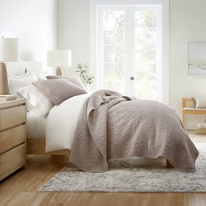 FIONECA Quilted Floral Microfiber Coverlet Set with Matching Shams All Season Machine Washable - 1 of 4