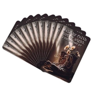 Dicksons Walk by Faith Not by Sight - 2 Corinthians 5:7, Brown 3.8 x 2.5 Inch Laminated Cardstock Pocket Card Bookmark; Pack of 12 - 1 of 3