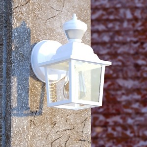 VAXCEL Bedford Aluminum 5.25-in. W 1 Light Motion Sensor Dusk to Dawn Outdoor Wall Lantern Clear Glass - 1 of 4