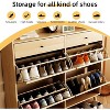 Rattan Shoe Cabinet Storage, Large Shoe Cabinet Freestanding Organizer with Wood Legs and 4 Flip Drawers - 2 of 4