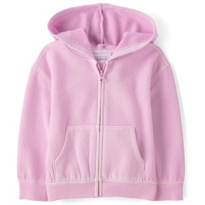 The Children's Place Toddler Active Long Sleeve Garment Dyed Premium Fleece Zip Up Sweatshirt - 1 of 4