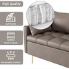 Modern 63.8" 3-Seater Sofa Couch in Light Brown Leather with Gold Metal Legs, Lift-Up Storage Compartment, Soft Foam Cushions & 2 Pillows - 3 of 4