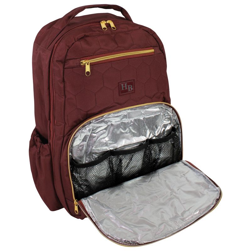 Hudson Baby Premium Diaper Bag Backpack and Changing Pad, Burgundy, One Size, 3 of 6