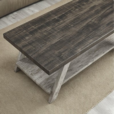 Athens Weathered Walnut and Gray 3-Piece Wood Coffee Table Set