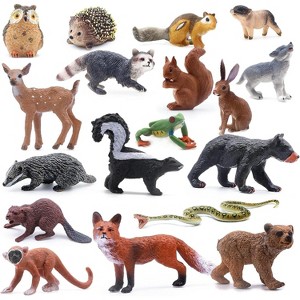 18-Piece Mini Forest Animals Figures Set, Woodland Baby Animal Figurines for Kids, Educational Cake Decor & Party Gift 18pcs Woodland Animals - 1 of 4