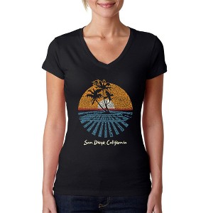 LA Pop Art Women's Word Art V-Neck T-Shirt - Cities In San Diego - 1 of 4