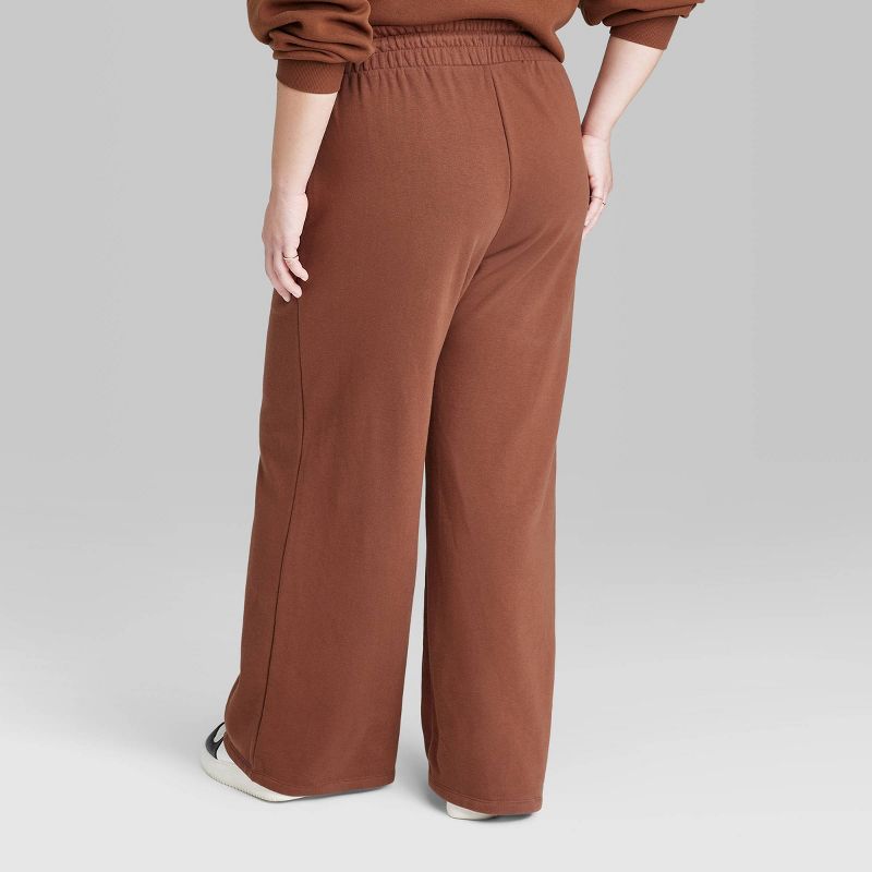 Women's High-Rise Wide Leg French Terry Sweatpants - Wild Fable™ Brown, 3 of 9