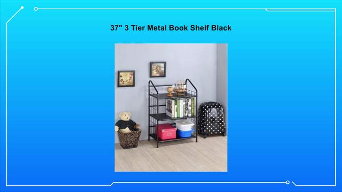 Metal Book Shelf Black - Ore International, 6 of 7, play video