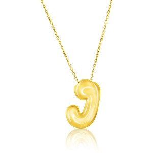 Bella Silver Sterling Silver, Bubble Initial Necklace - Gold Plated - 1 of 2