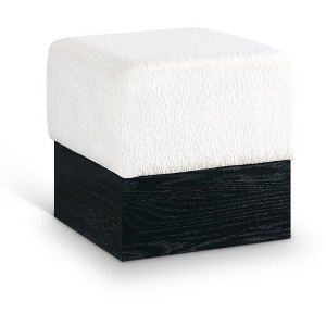 Meridian Furniture,Havre Velour Fur Fabric Ottoman/Stool - 1 of 4