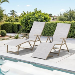 Crestlive Products Outdoor Aluminum Folding Recliner Adjustable Chaise Lounge (Set of 2) - 1 of 4