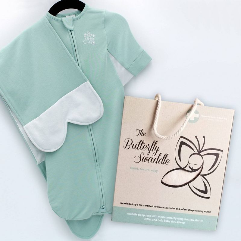 Butterfly 2-in-1 Swaddle and Transitional Sleep Sack - Green, 1 of 8