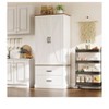 Tall Pantry Cabinet with Doors, Shelves & Microwave Stand for Kitchen, Living Room, Bathroom - 4 of 4
