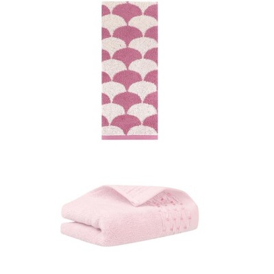 REGALWOVEN Cotton Geometric Absorbent Soft Decorative Hand Towel for Bathroom Hand Face Gym Spa 14" x 30"/13" x 29" 2 Pcs