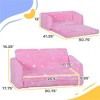 SKRAN 2-in-1 Kids Sofa Chair,Toddler Couch with Glow in The Dark Cosmic Pattern,Washable Cover,Fold Out Convertible Sofa to Lounger for Playroom, Pink - 3 of 4