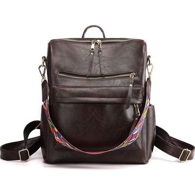 DOMETOUR PU Leather Backpack For Women Convertible Ladies Fashion Casual Large School Shoulder Bags