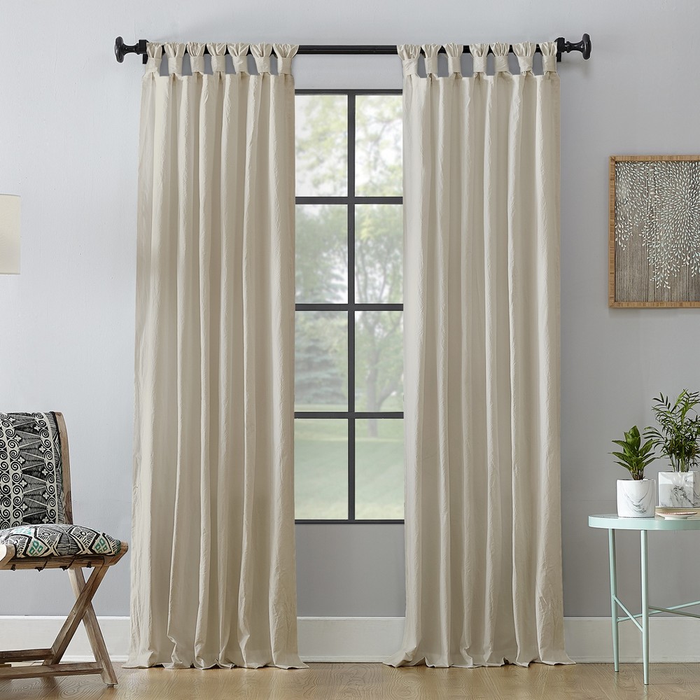 Photos - Curtains & Drapes 52"X84" Archaeo Light Filtering Washed Cotton Twist Tab Curtain Panel Oat