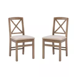 Set of 2 Triena X-Back Dining Chairs Graywash - Linon