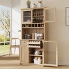 35.4'' Farmhouse Pantry Cabinet with Hutch, Adjustable Shelves & Glass Doors, Tall Freestanding Buffet for Dining Room-3irtyhousy - 3 of 4