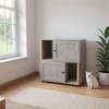 Double Layer Cat Litter Box Enclosure with Hidden Cabinet, Integrated Scrapeing Post & Litter Mat, Stylish Wooden Cat Furniture - 3 of 4