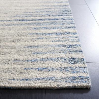 SAFAVIEH Abstract Greg Striped Runner Rug, Ivory/Dark Blue, 2'3" x 8'