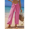Amaryllis Women’s Tulip Hem Palazzo Pants Front Tie Detail High Waist Lightweight Draped Leg Flowy Resort Pants - 4 of 4