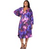 24seven Comfort Apparel Plus Size Multicolor Pleated V Neck Empire Waist Bishop Sleeve Midi Dress - 2 of 3