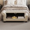 TIRAMISUBEST 64.5 Inch Bed Bench Velvet Upholstery Nails Tufted Chaise Lounge Storage Modern Design Brown Wood Legs - 3 of 4