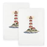 Set of 2 Summer Lighthouse Embroidered Hand Towels - Linum Home Textiles