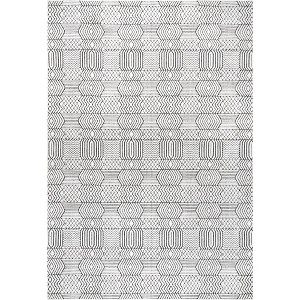 Nuloom Stacey Textured Modern Geometric Indoor and Outdoor Patio Area Rug Size 6' 7" x 9' in Color Gray - 1 of 4