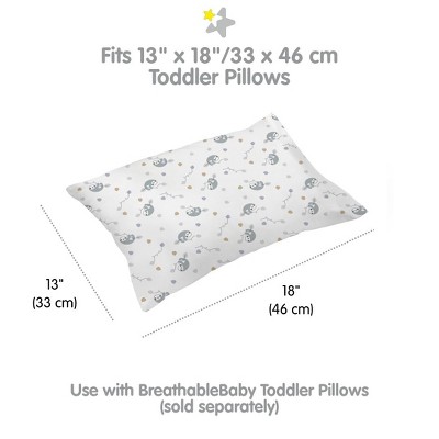 Cotton Percale Toddler Pillowcase with Sloth Design, 13" x 18"