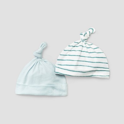 Baby Boys' 2pk Modal Hats - Cloud Island™ Aqua Blue Newborn