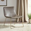 Calan Accent Chair Brown/Gold: Upholstered Polyurethane, Metal Base, Home Office Seating - image 2 of 4