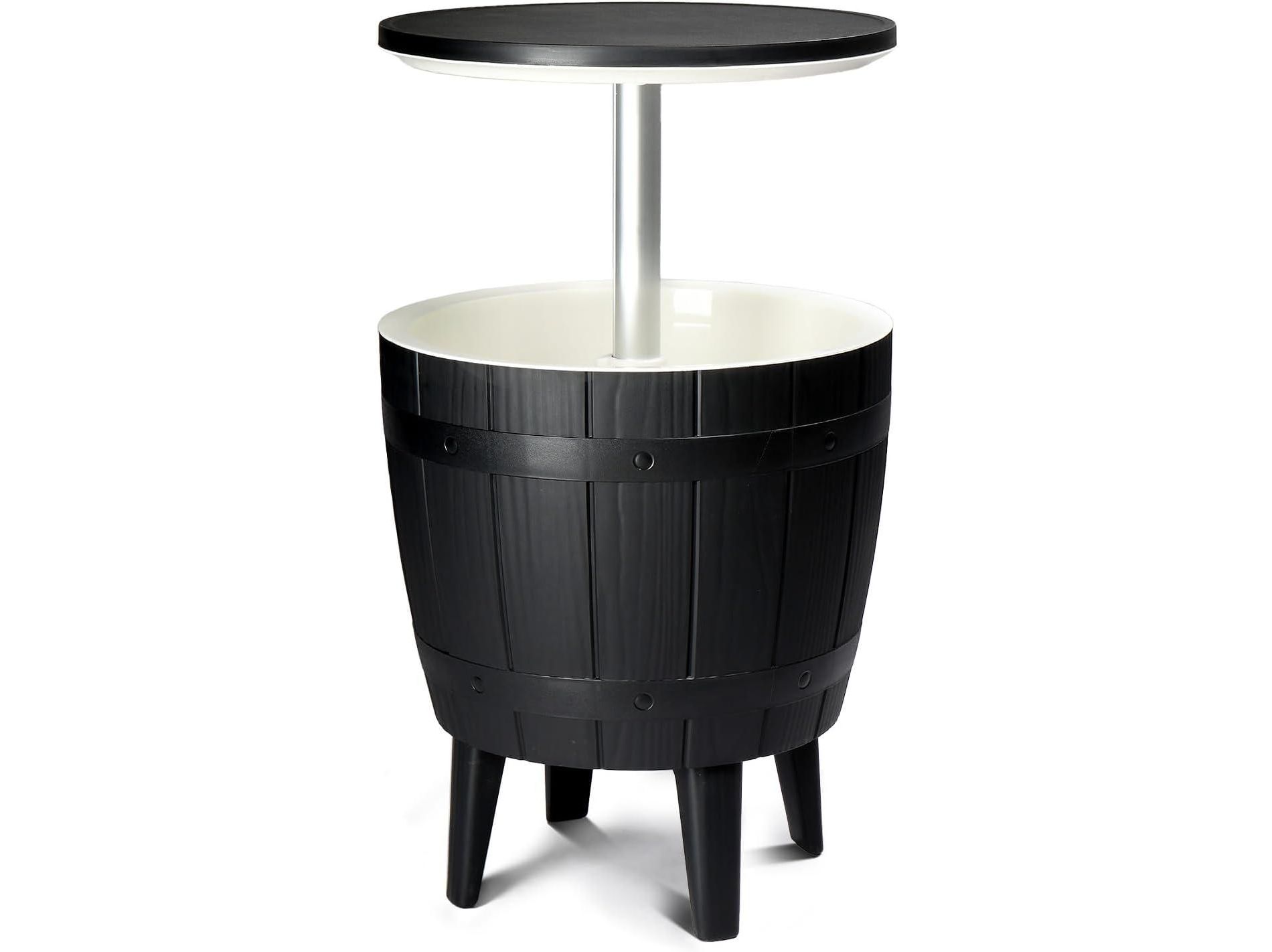 Outdoor Cooler Table, Height-Adjustable Outdoor Cool Bar w/ 10 Gallon Beer and Wine Cooler, Patio Cooler Ice Cool Bar for Deck Pool Party