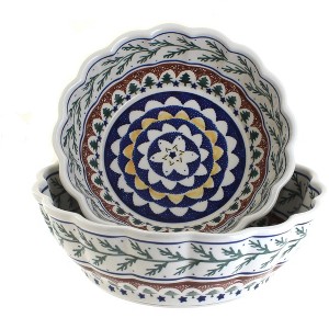 Blue Rose Polish Pottery 1278-79 Zaklady Scallop Serving Bowl Set - 1 of 1