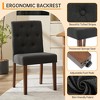 coucheta Upholstered Dining Chair, Button Backrest Chair, Wood Legs Chair, Comfortable Dining Chair, Linen Upholstered Chair - 3 of 4