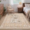 Modern Farmhouse Floral Washable Area Rug for Living Room Machine Washable Non Slip Ultra Thin Low Pile Floor Cover for Bedroom Kitchen Kid's Room - 3 of 4