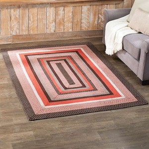 The Lakeside Collection Country Braided Autumn Runner Rug with Bordered Pattern - 1 of 4