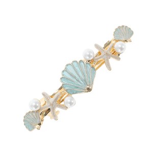 Unique Bargains Shell Starfish French Barrette Hair Clips 1 Pc - 1 of 4
