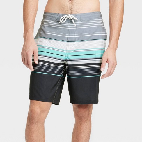 Men's 9 Striped E-board Swim Shorts - Goodfellow & Co™ Charcoal