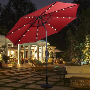 Costway 10FT Patio Solar Umbrella LED Patio Market Steel Tilt W/Crank Outdoor OrangeBlue New - 1 of 4