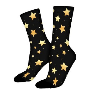 Gold Star Women Printed Crew Socks Funny Funky Socks Soft Polyester Novelty Gifts for Artists Men - 1 of 1