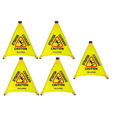 Alpine Industries Wet Floor Cone Sign 20"H Yellow 5/Pack (498-20-5pk) 498-20-5PK