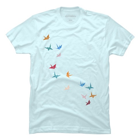 Men's Design By Humans Flying Paper Cranes Birds By Magnussons T-shirt -  Light Blue - X Large : Target