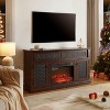 NicBex Embossed Pattern TV Stand with Storage Space and Sliding Door Entertainment Center with Fireplace for Living Room, Bedroom, Cherry - 2 of 4
