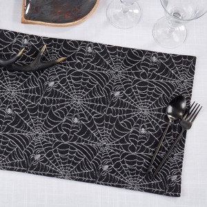 Saro Lifestyle Recycled Jacquard Spider Web Placemat (Set of 4), 13"x19", Black - 1 of 1